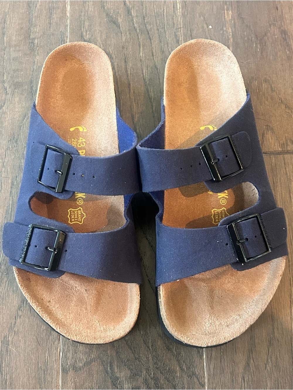 Birkenstock Men’s size 38 Navy Double-Buckle Slide Sandals